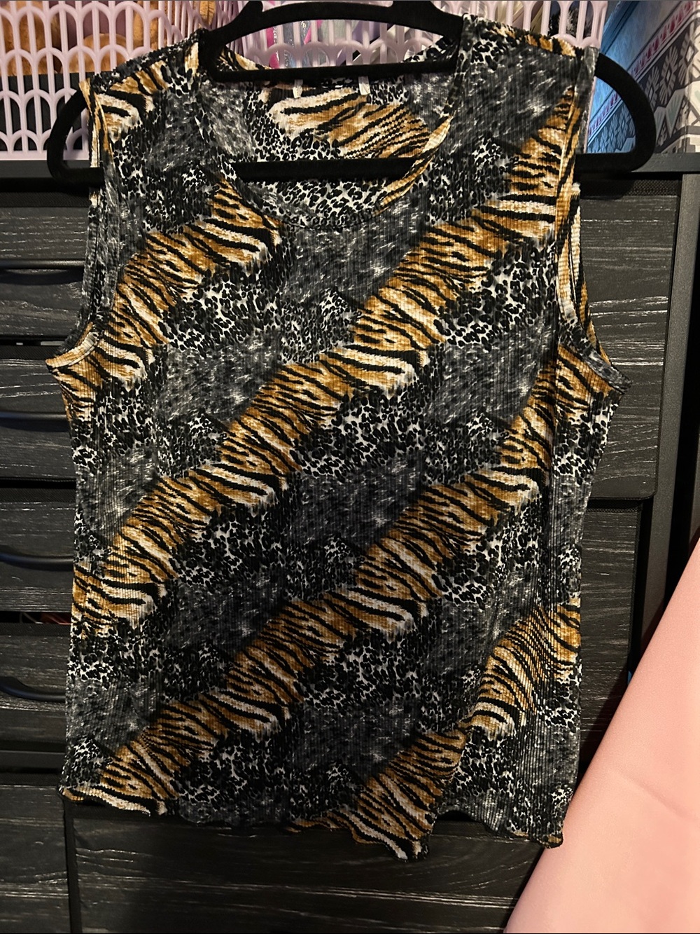Fashion Bug Black & Gold Animal Print Sleeveless Tank